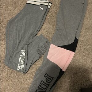 PINK Victoria's Secret Kids Leggings in Gray, Pink, and Black